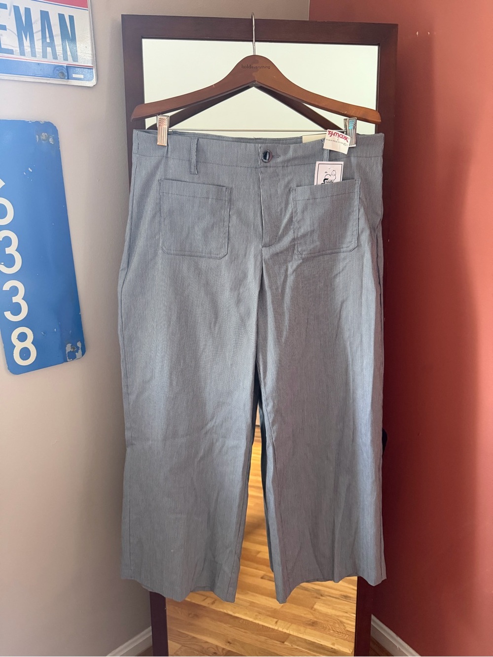 Jules & Leopold Light Gray Cropped Wide-Leg Jeans